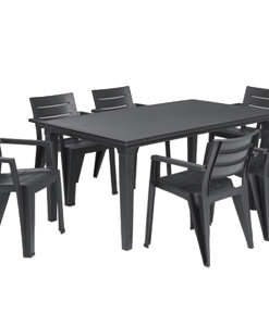 פינת אוכל איביזה- שולחן ו 6 כיסאות - אפור כהה