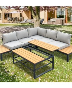 סט ישיבה פינתי מפואר דגם מיקונוס אפור