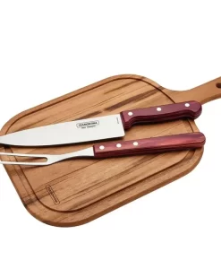 סט 3 חלקים פוליווד: סכין + מזלג + קרש חיתוך